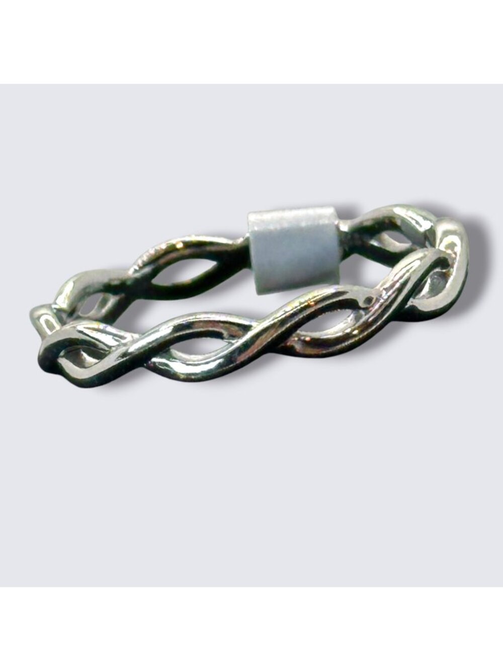 Sterling Silver 925 Twisted Band Ring Size 7 Minimalist Design Gift Box Included